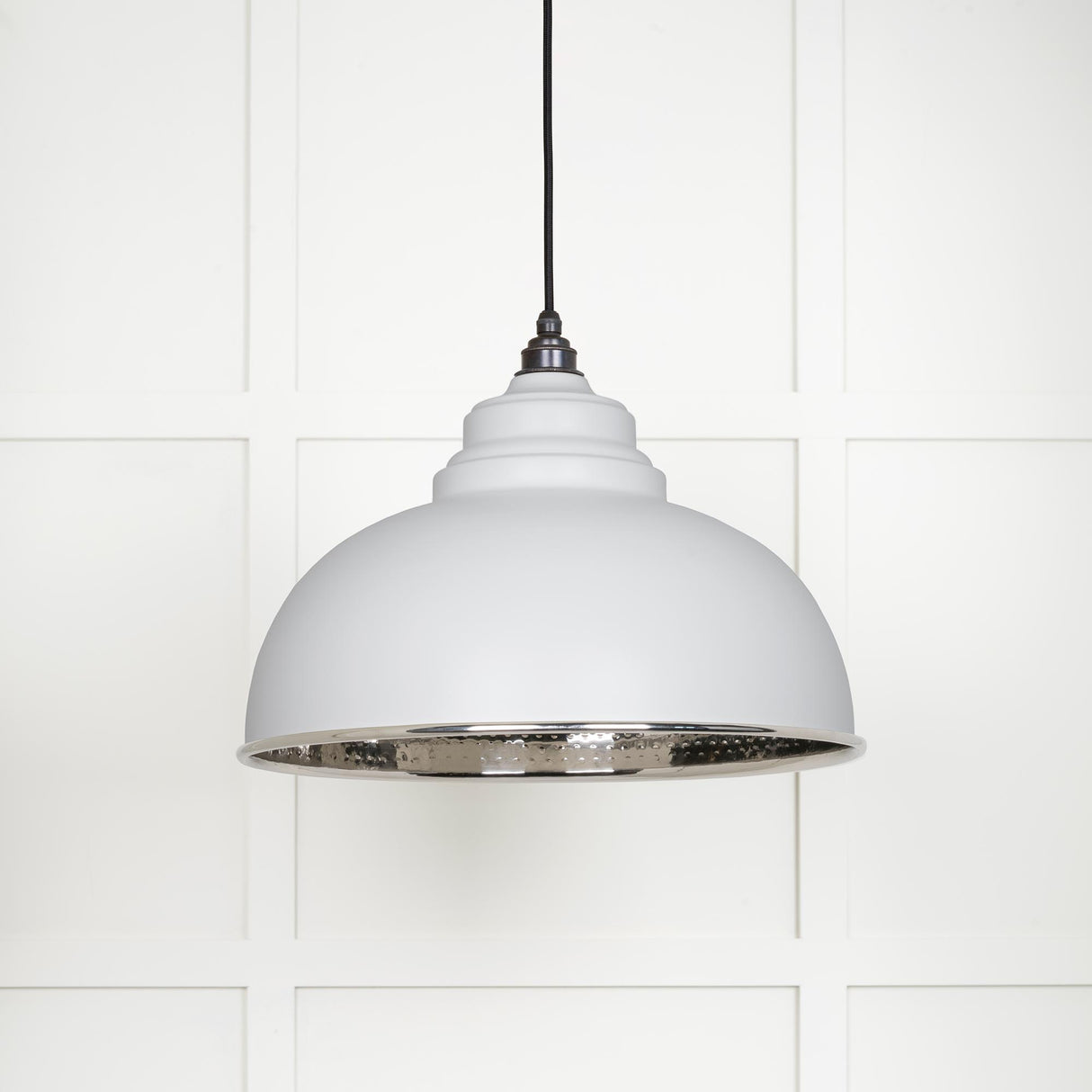 From The Anvil - Hammered Nickel Harborne Pendant in Flock | Sku. 45472F | Trade Door Handles.