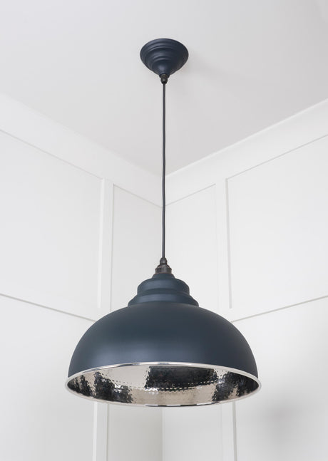 From The Anvil - Hammered Nickel Harborne Pendant in Soot | Sku. 45472SO | Trade Door Handles.