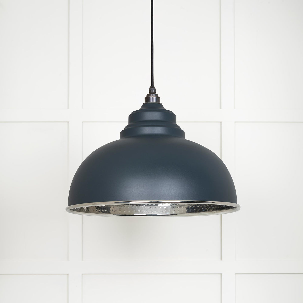 From The Anvil - Hammered Nickel Harborne Pendant in Soot | Sku. 45472SO | Trade Door Handles.