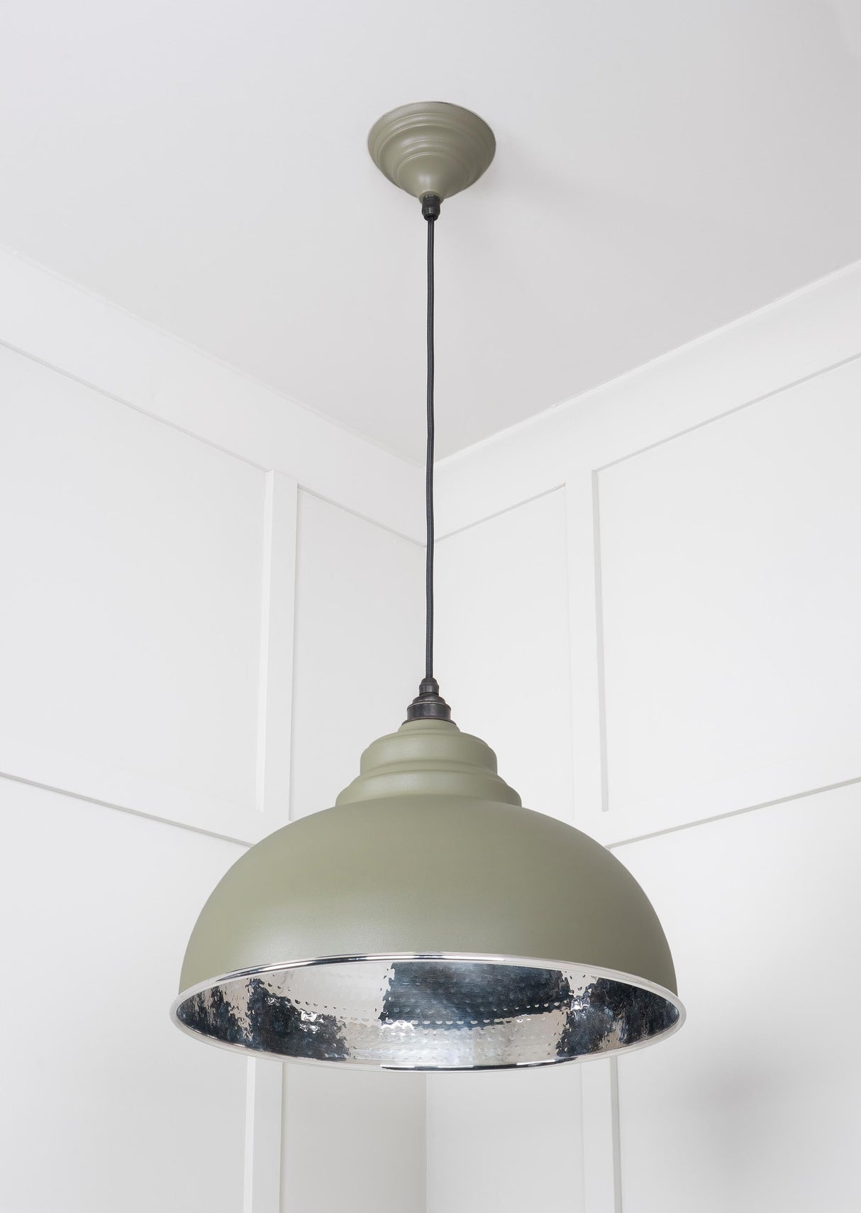 From The Anvil - Hammered Nickel Harborne Pendant in Tump | Sku. 45472TU | Trade Door Handles.