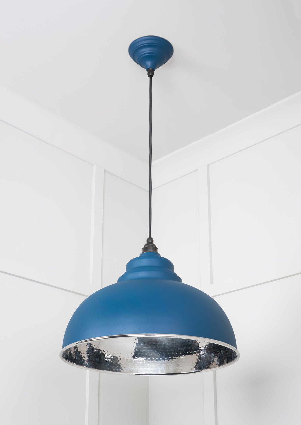 From The Anvil - Hammered Nickel Harborne Pendant in Upstream | Sku. 45472U | Trade Door Handles.
