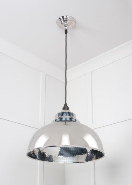 From The Anvil - Hammered Nickel Harborne Pendant | Sku. 45472 | Trade Door Handles.