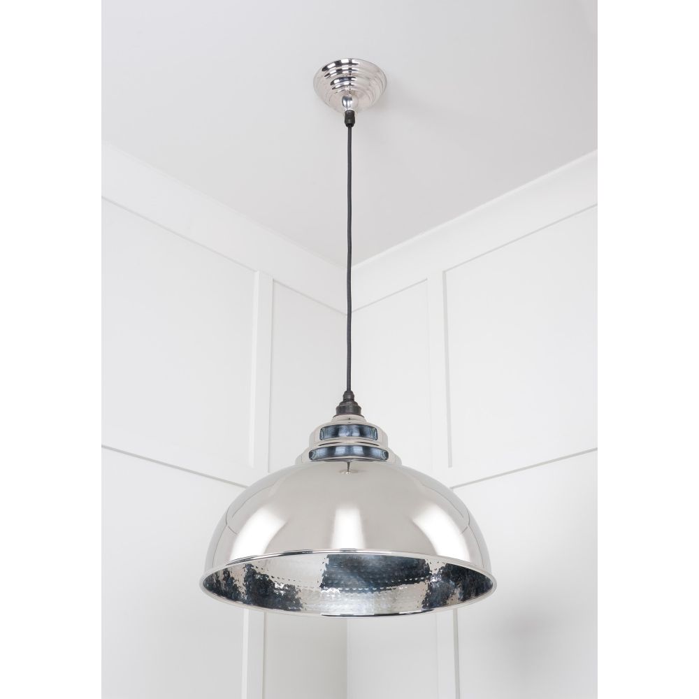 From The Anvil - Hammered Nickel Harborne Pendant | Sku. 45472 | Trade Door Handles.
