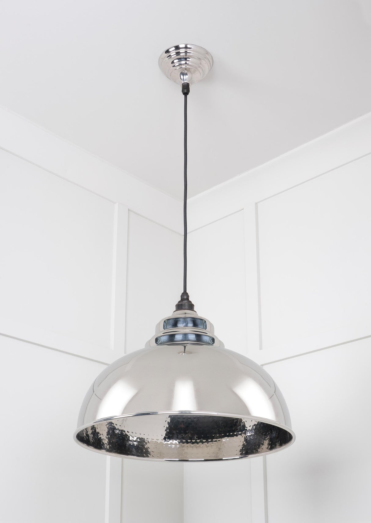 From The Anvil - Hammered Nickel Harborne Pendant | Sku. 45472 | Trade Door Handles.