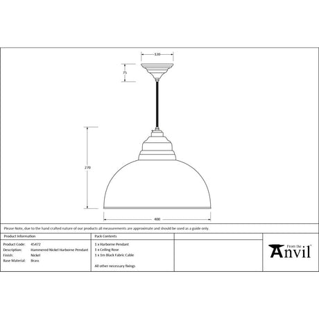 From The Anvil - Hammered Nickel Harborne Pendant | Sku. 45472 | Trade Door Handles.