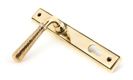 From The Anvil - Aged Brass Hammered Newbury Slimline Espag. Lock Set | Sku. 45498 | Trade Door Handles.