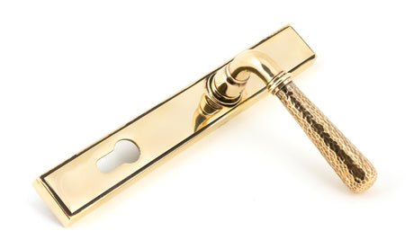 From The Anvil - Aged Brass Hammered Newbury Slimline Espag. Lock Set | Sku. 45498 | Trade Door Handles.