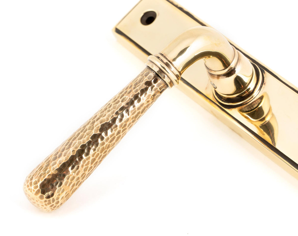 From The Anvil - Aged Brass Hammered Newbury Slimline Espag. Lock Set | Sku. 45498 | Trade Door Handles.