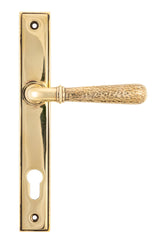 From The Anvil - Aged Brass Hammered Newbury Slimline Espag. Lock Set | Sku. 45498 | Trade Door Handles.