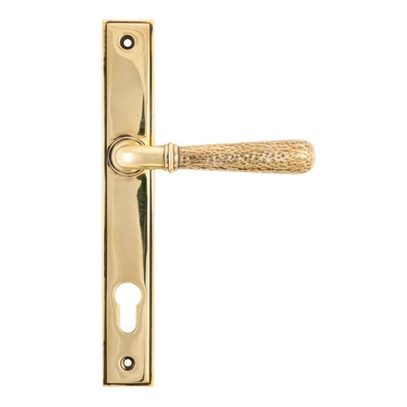 From The Anvil - Aged Brass Hammered Newbury Slimline Espag. Lock Set | Sku. 45498 | Trade Door Handles.