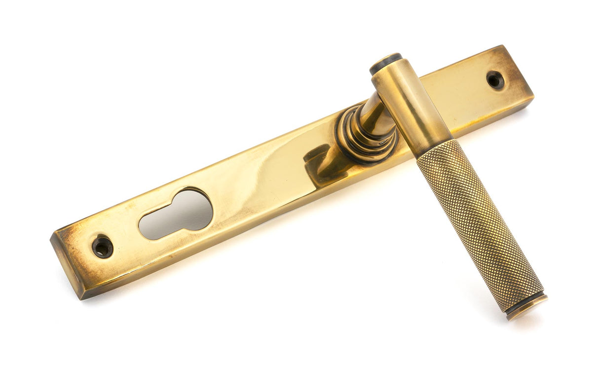 From The Anvil - Aged Brass Brompton Slimline Lever Espag. Lock Set | Sku. 45499 | Trade Door Handles.