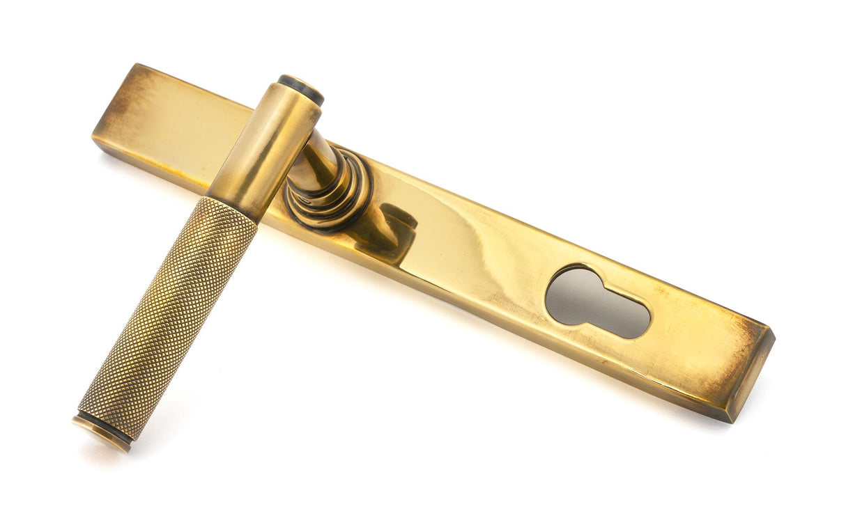 From The Anvil - Aged Brass Brompton Slimline Lever Espag. Lock Set | Sku. 45499 | Trade Door Handles.
