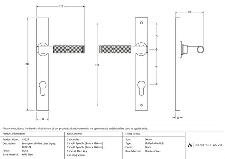 From The Anvil - Black Brompton Slimline Lever Espag. Lock Set | Sku. 45527 | Trade Door Handles.