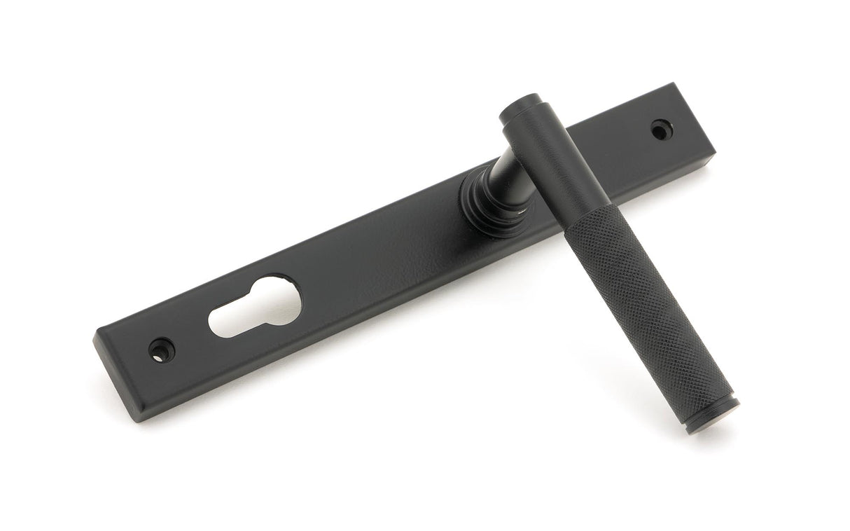 From The Anvil - Matt Black Brompton Slimline Lever Espag. Lock Set | Sku. 45528 | Trade Door Handles.