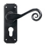 From The Anvil - Black Monkeytail Lever Euro Lock Set | Sku. 45591 | Trade Door Handles.