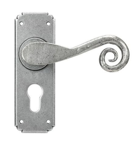 From The Anvil - Pewter Monkeytail Lever Euro Lock Set | Sku. 45592 | Trade Door Handles.
