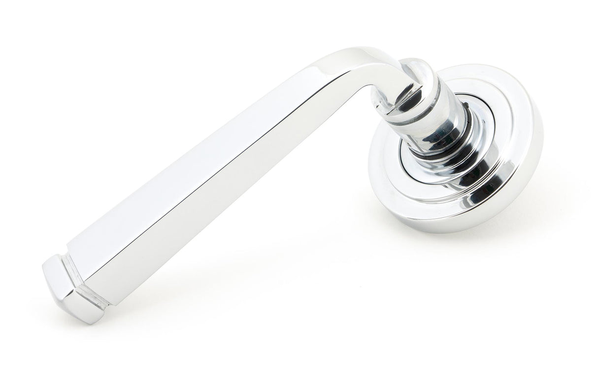 From The Anvil - Polished Chrome Avon Round Lever on Rose Set (Art Deco) | Sku. 45616 | Trade Door Handles.
