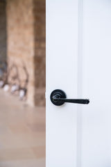 From The Anvil - Black Avon Round Lever on Rose Set (Plain) | Sku. 45623 | Trade Door Handles.