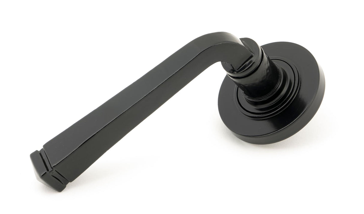 From The Anvil - Black Avon Round Lever on Rose Set (Plain) | Sku. 45623 | Trade Door Handles.