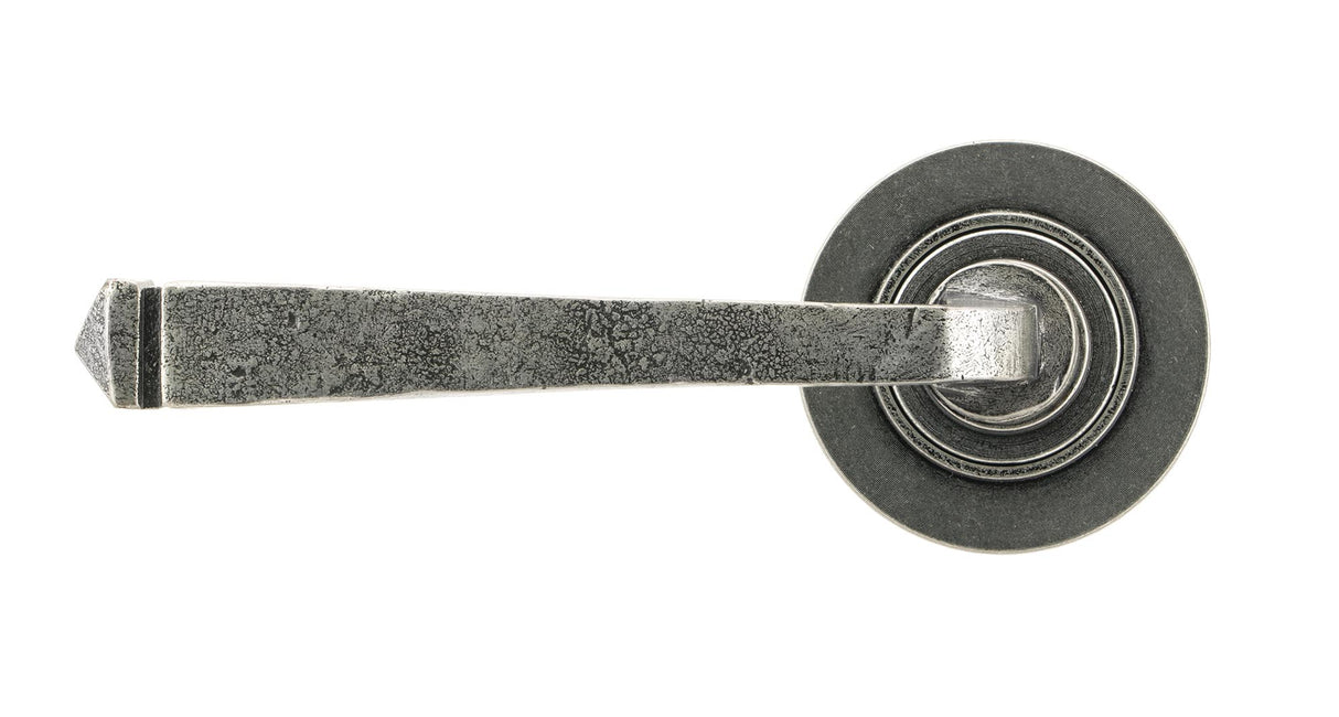 From The Anvil - Pewter Avon Round Lever on Rose Set (Plain) | Sku. 45631 | Trade Door Handles.