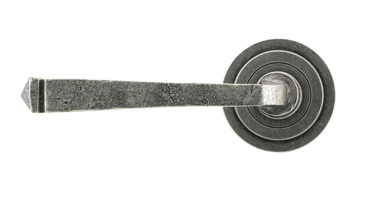 From The Anvil - Pewter Avon Round Lever on Rose Set (Art Deco) | Sku. 45632 | Trade Door Handles.