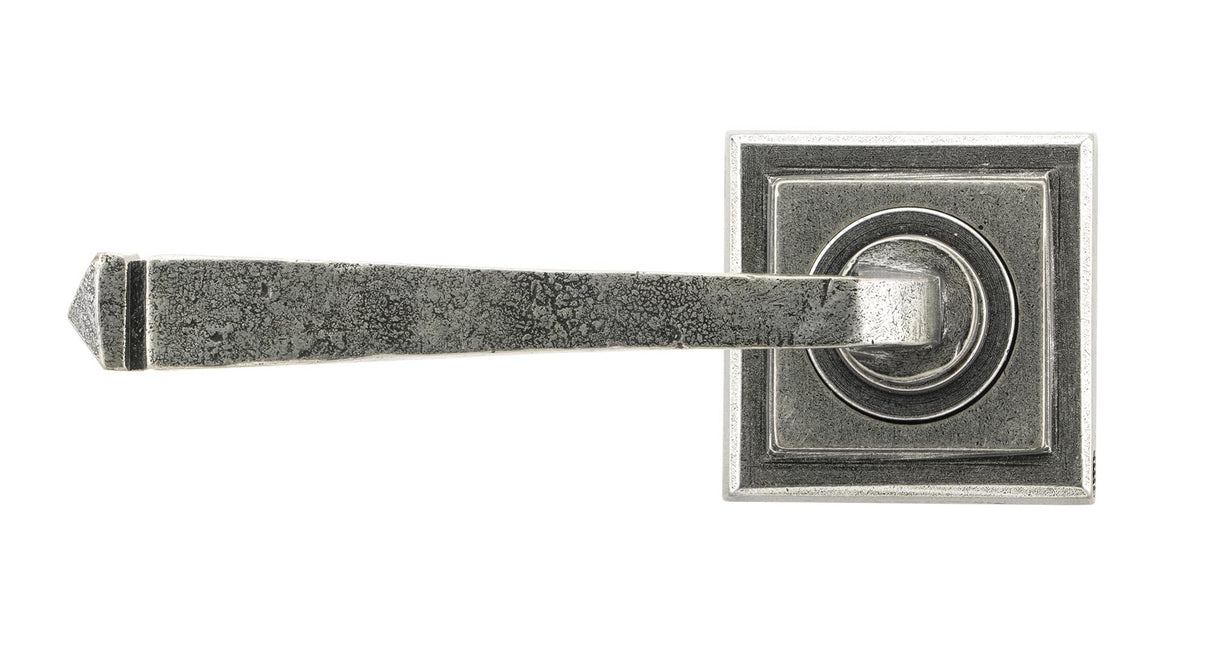 From The Anvil - Pewter Avon Round Lever on Rose Set (Square) | Sku. 45634 | Trade Door Handles.