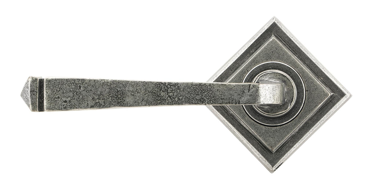 From The Anvil - Pewter Avon Round Lever on Rose Set (Square) | Sku. 45634 | Trade Door Handles.