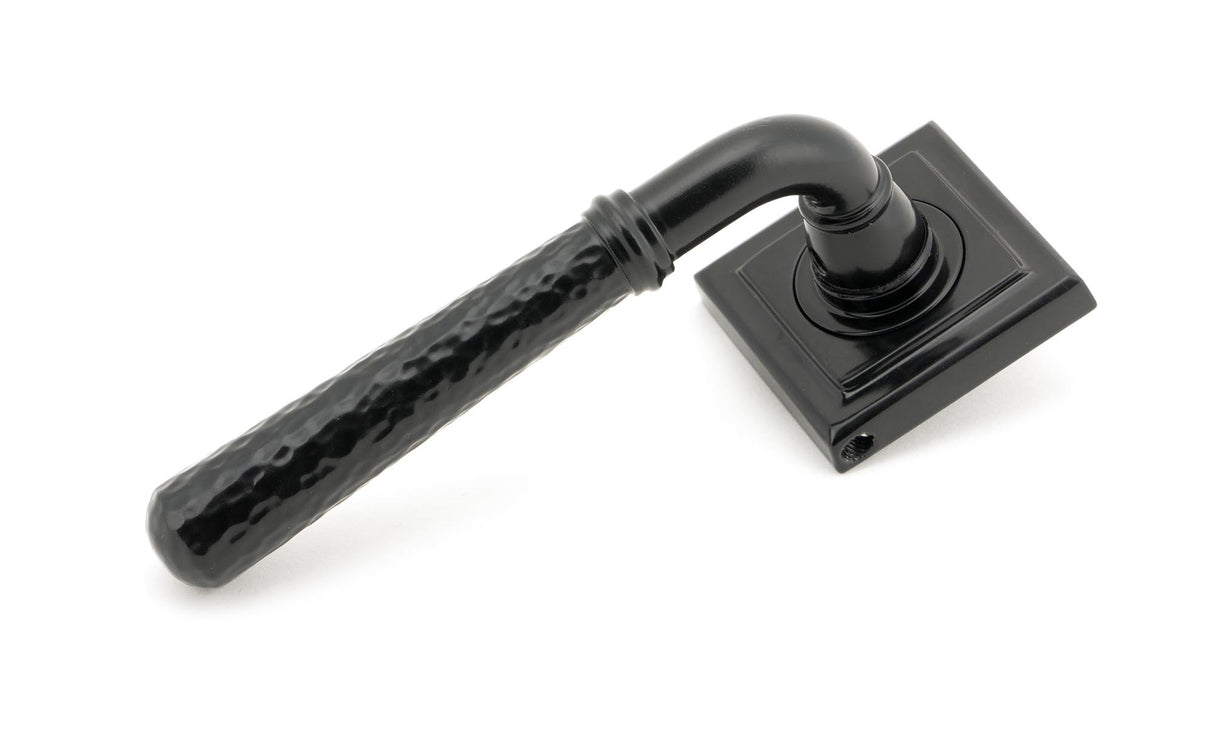 From The Anvil - Black Hammered Newbury Lever on Rose Set (Square) | Sku. 45650 | Trade Door Handles.