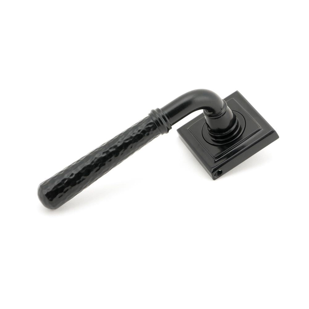 From The Anvil - Black Hammered Newbury Lever on Rose Set (Square) | Sku. 45650 | Trade Door Handles.
