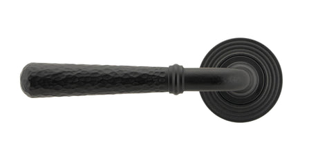 From The Anvil - Matt Black Hammered Newbury Lever on Rose Set (Beehive) | Sku. 45653 | Trade Door Handles.