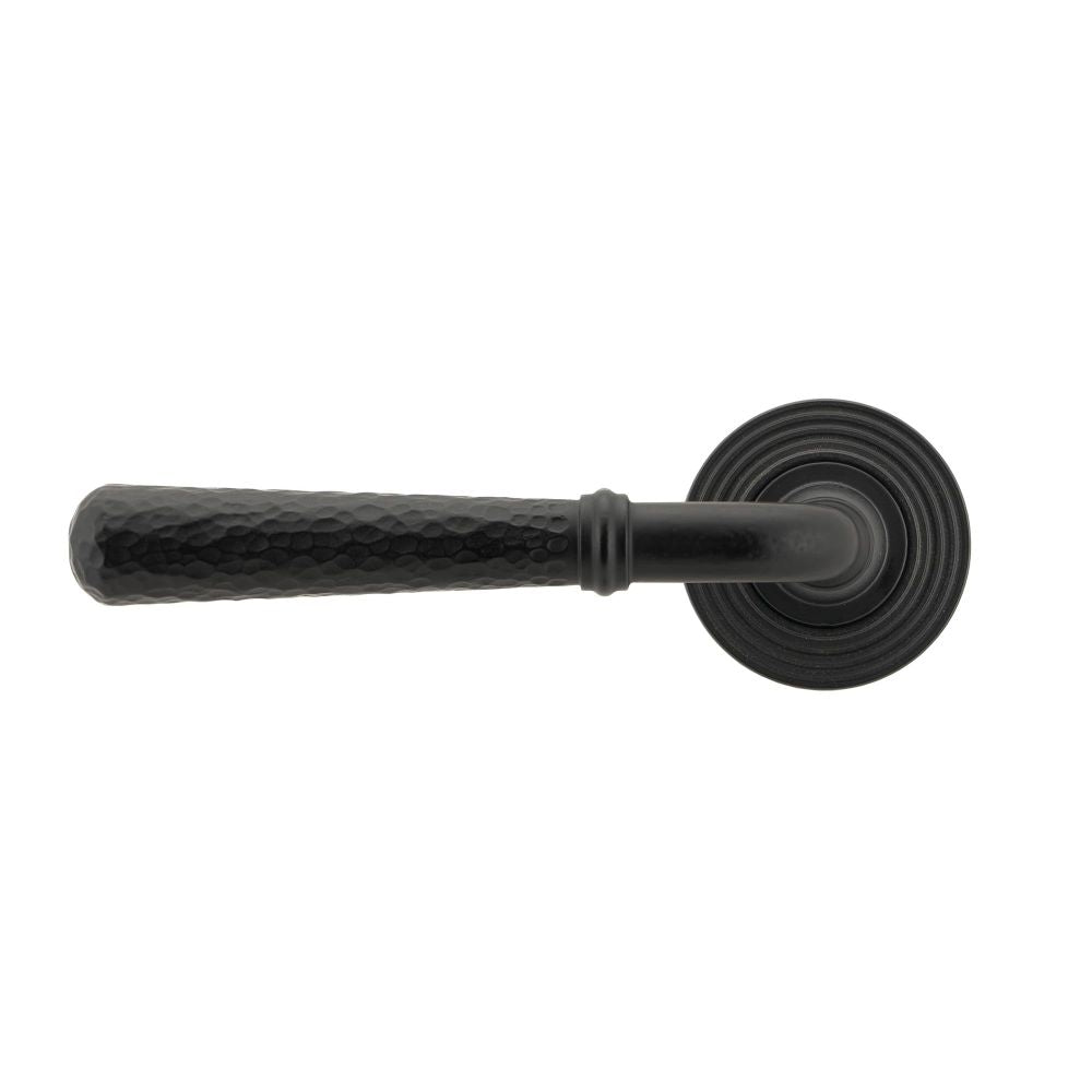 From The Anvil - Matt Black Hammered Newbury Lever on Rose Set (Beehive) | Sku. 45653 | Trade Door Handles.