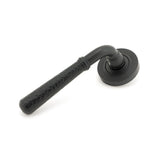 From The Anvil - Matt Black Hammered Newbury Lever on Rose Set (Beehive) | Sku. 45653 | Trade Door Handles.