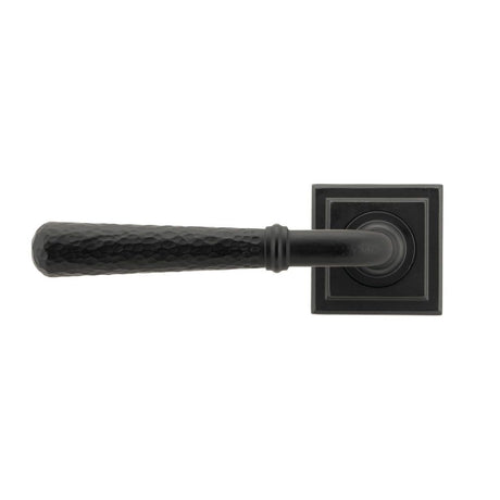 From The Anvil - Matt Black Hammered Newbury Lever on Rose Set (Square) | Sku. 45654 | Trade Door Handles.