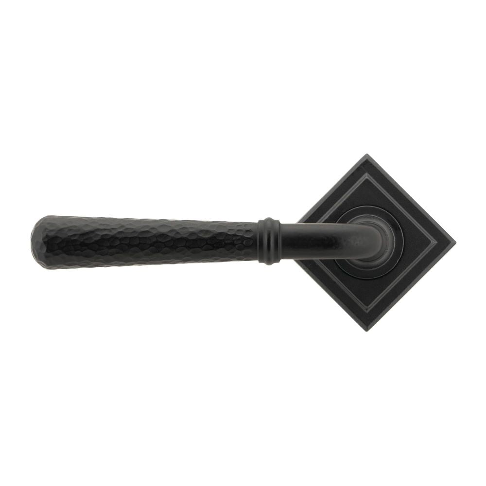From The Anvil - Matt Black Hammered Newbury Lever on Rose Set (Square) | Sku. 45654 | Trade Door Handles.