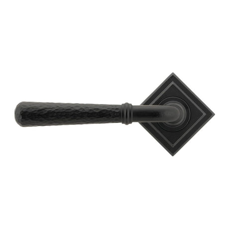 From The Anvil - Matt Black Hammered Newbury Lever on Rose Set (Square) | Sku. 45654 | Trade Door Handles.