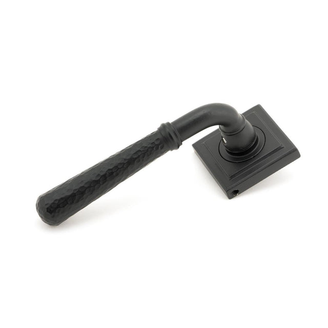 From The Anvil - Matt Black Hammered Newbury Lever on Rose Set (Square) | Sku. 45654 | Trade Door Handles.