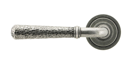 From The Anvil - Pewter Hammered Newbury Lever on Rose Set (Art Deco) | Sku. 45656 | Trade Door Handles.