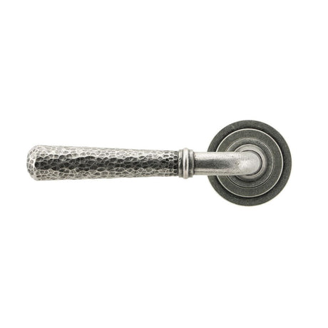 From The Anvil - Pewter Hammered Newbury Lever on Rose Set (Art Deco) | Sku. 45656 | Trade Door Handles.