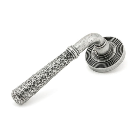 From The Anvil - Pewter Hammered Newbury Lever on Rose Set (Beehive) | Sku. 45657 | Trade Door Handles.