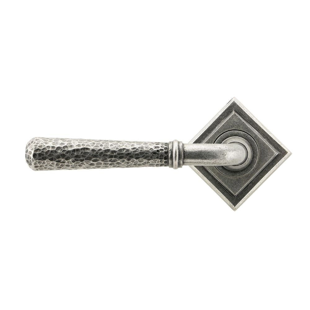 From The Anvil - Pewter Hammered Newbury Lever on Rose Set (Square) | Sku. 45658 | Trade Door Handles.