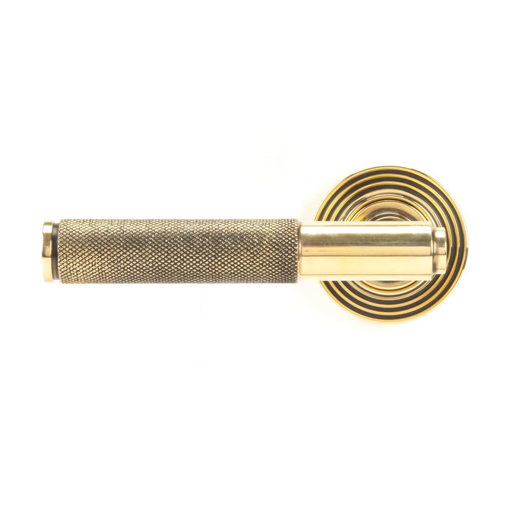 From The Anvil - Aged Brass Brompton Lever on Rose Set (Beehive) | Sku. 45661 | Trade Door Handles.