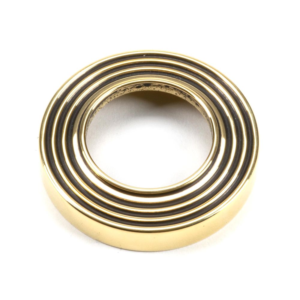 From The Anvil - Aged Brass Brompton Lever on Rose Set (Beehive) | Sku. 45661 | Trade Door Handles.