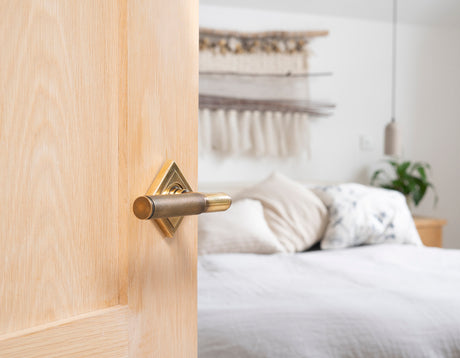 From The Anvil - Aged Brass Brompton Lever on Rose Set (Square) | Sku. 45662 | Trade Door Handles.