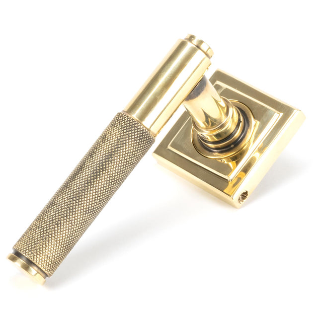 From The Anvil - Aged Brass Brompton Lever on Rose Set (Square) | Sku. 45662 | Trade Door Handles.