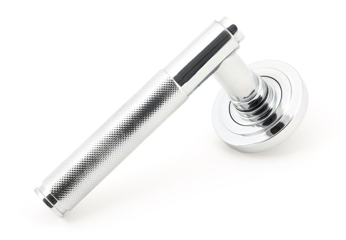 From The Anvil - Polished Chrome Brompton Lever on Rose Set (Art Deco) | Sku. 45664 | Trade Door Handles.