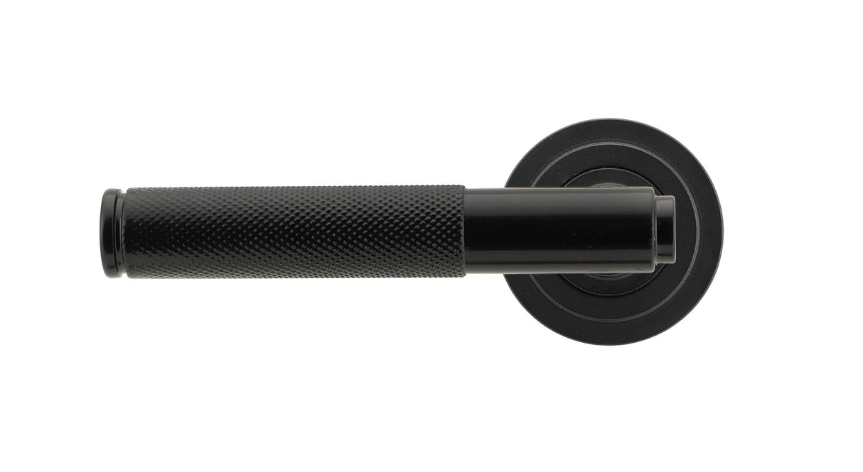 From The Anvil - Black Brompton Lever on Rose Set (Art Deco) | Sku. 45672 | Trade Door Handles.