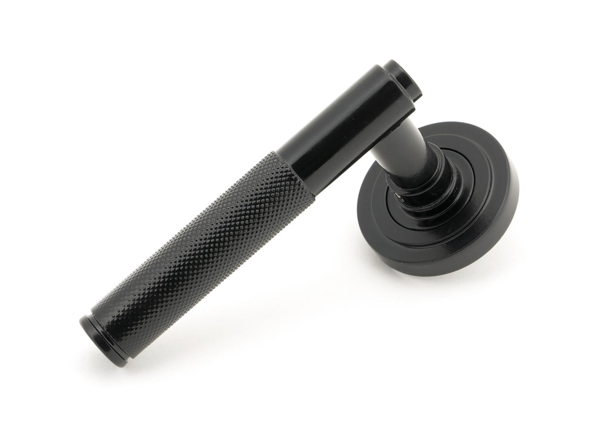 From The Anvil - Black Brompton Lever on Rose Set (Art Deco) | Sku. 45672 | Trade Door Handles.