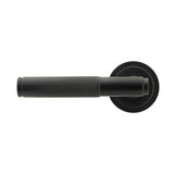 From The Anvil - Matt Black Brompton Lever on Rose Set (Art Deco) | Sku. 45676 | Trade Door Handles.