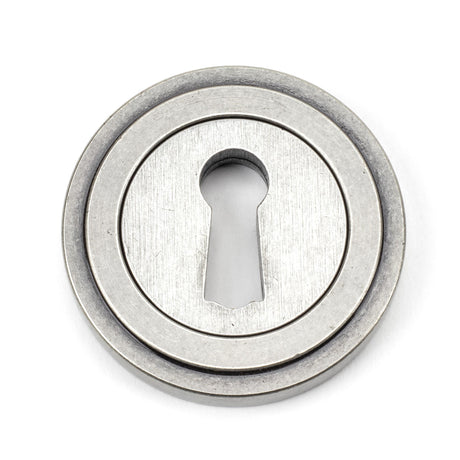 From The Anvil - Pewter Round Escutcheon (Art Deco) | Sku. 45704 | Trade Door Handles.