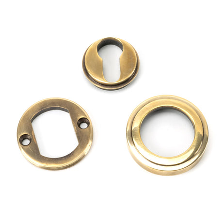 From The Anvil - Aged Brass Round Euro Escutcheon (Art Deco) | Sku. 45708 | Trade Door Handles.